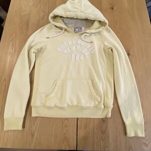 Vintage Ruehl 925 New York Hoodie Womens XL Yellow Pullover Sweatshirt Y2K